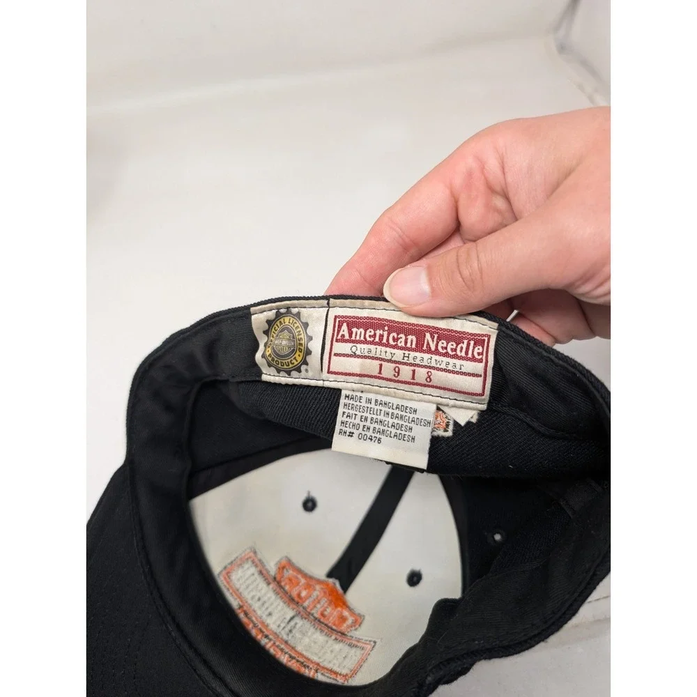 Vintage 90s Harley‎ Davidson Fitted Baseball Cap Hat Black 7 1/2 American Needle